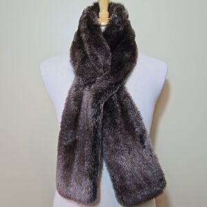 Restoration Hardware Luxe Faux Fur Scarf Shaw Wrap Brown Quiet Luxury Bridgerton